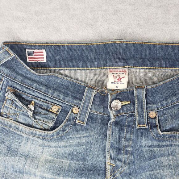 True Religion Blue Jeans Mens 32x32 Button Fly Denim Pants Medium Wash USA Made - Picture 5 of 9